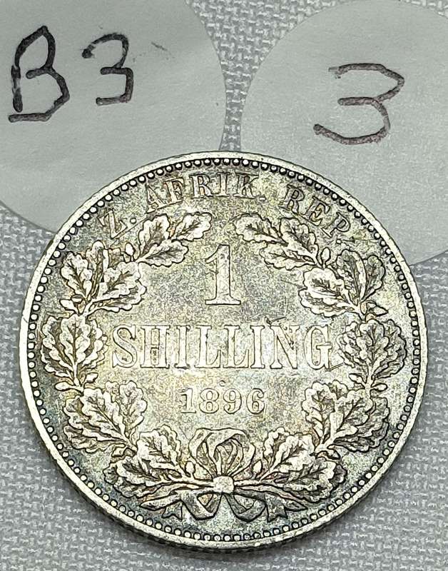 ZAR 1 Shillings: 1896: Scarce Sterling Silver (.925) coin: