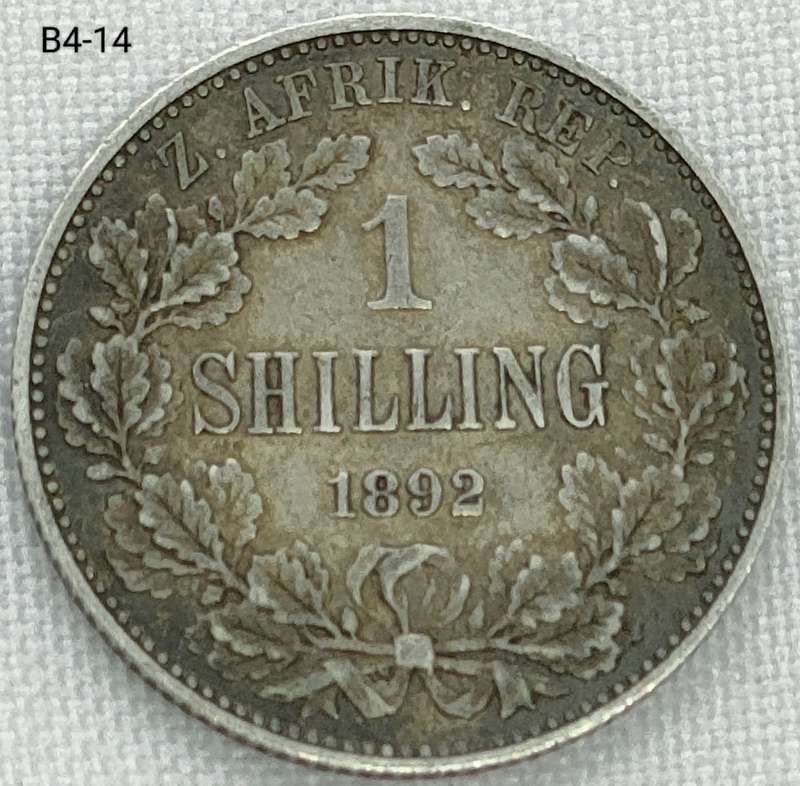 1892 ZAR 1 shilling - .925 coin