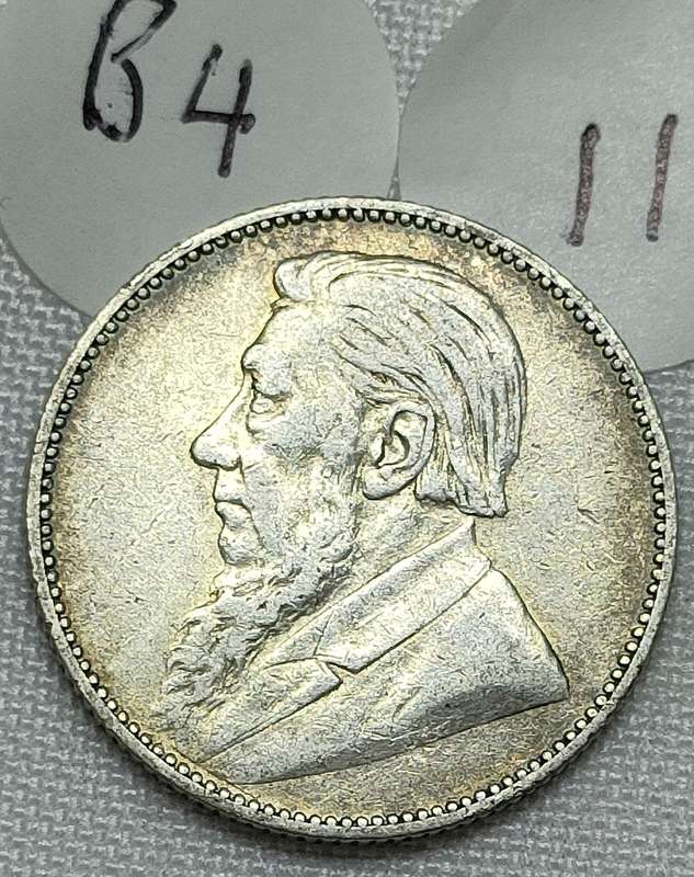 ZAR 1 Shillings: 1895: Scarce Sterling Silver (.925) coin: