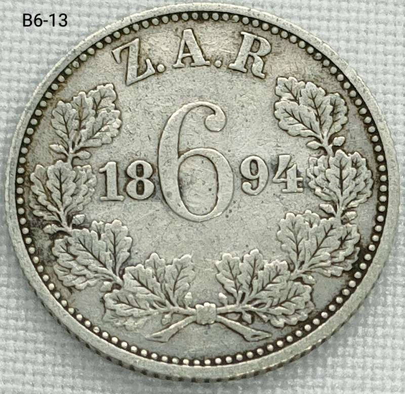 1894 ZAR sixpence - .925 coin