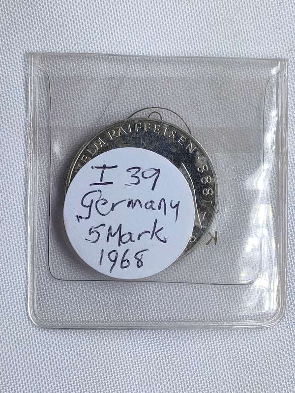 Bundesrepublik Deutschland 1968: 5 Mark (.625): FW Raiffeisen: Non-circulating coin
