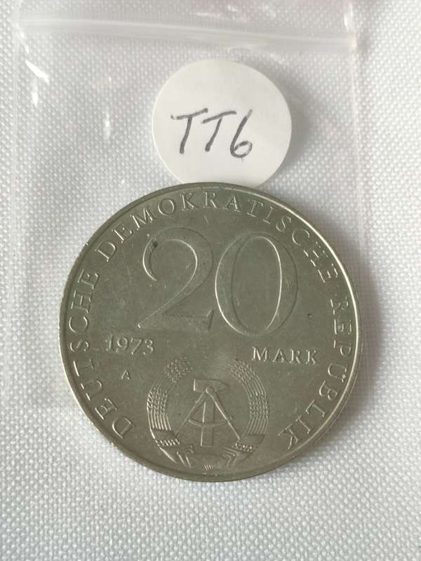 1894-1964: Otto Grotewohl Commemorative non-circulation coin: 20 Mark issued 1973: Good detail