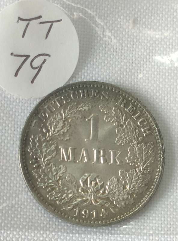 Deutsches Reich 1 Mark 1914: Good condition: .900 Silver 5.556 g