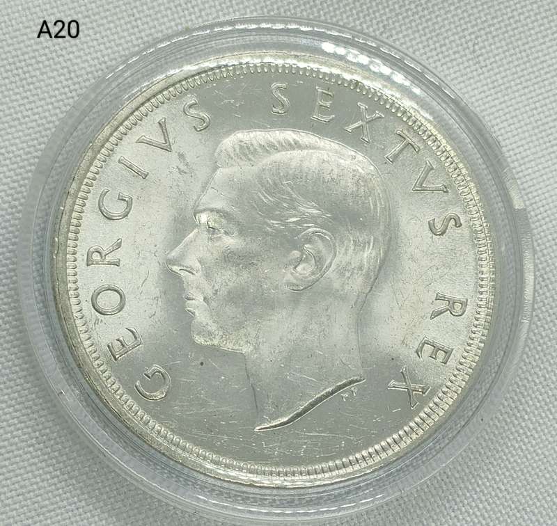 1948 Crown - 5 shillings Union of South Africa- .800 silver - in capsule