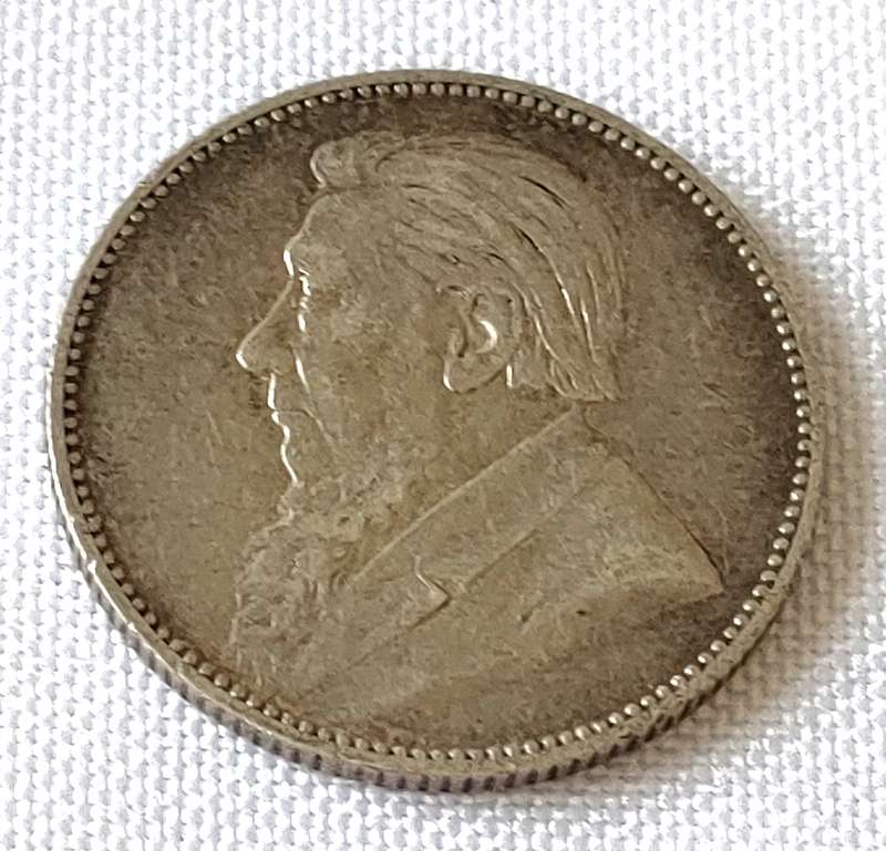 ZAR 1 Shillings: 1895: Scarce Sterling Silver (.925) coin: