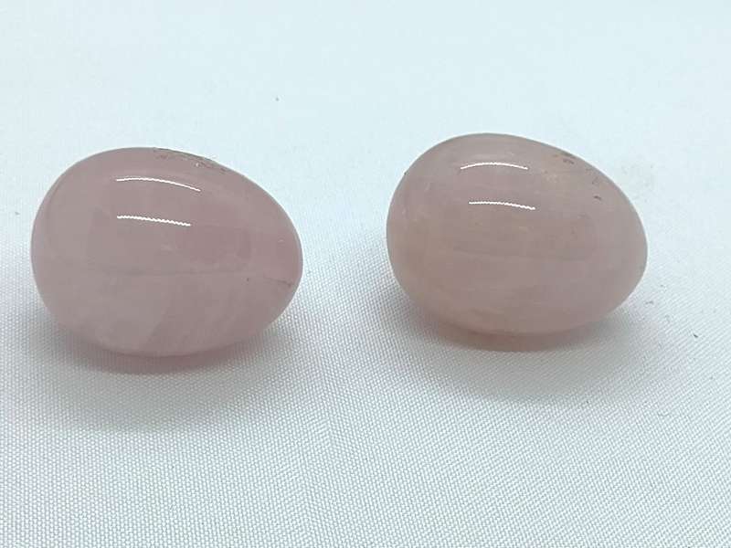 2 Rose Quartz gemstone eggs - no damage - 40mm length