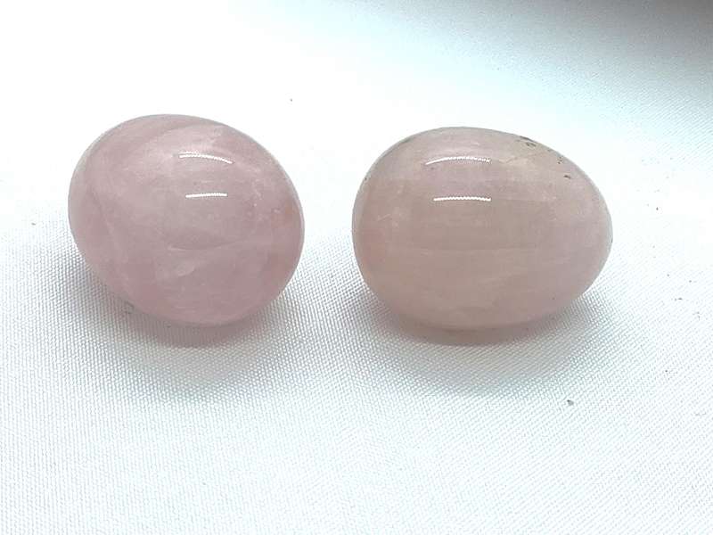 2 Rose Quartz gemstone eggs - no damage - 40mm length
