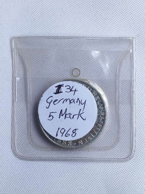 Bundesrepublik Deutschland 1968: 5 Mark (.625): FW Raiffaisen: Non-circulating coin