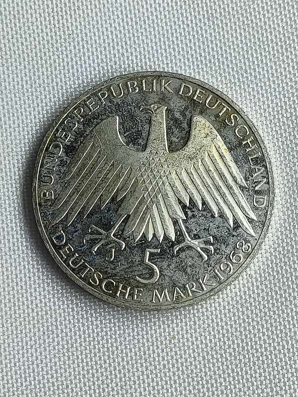 Bundesrepublik Deutschland 1968: 5 Mark (.625): FW Raiffeisen: Non-circulating coin