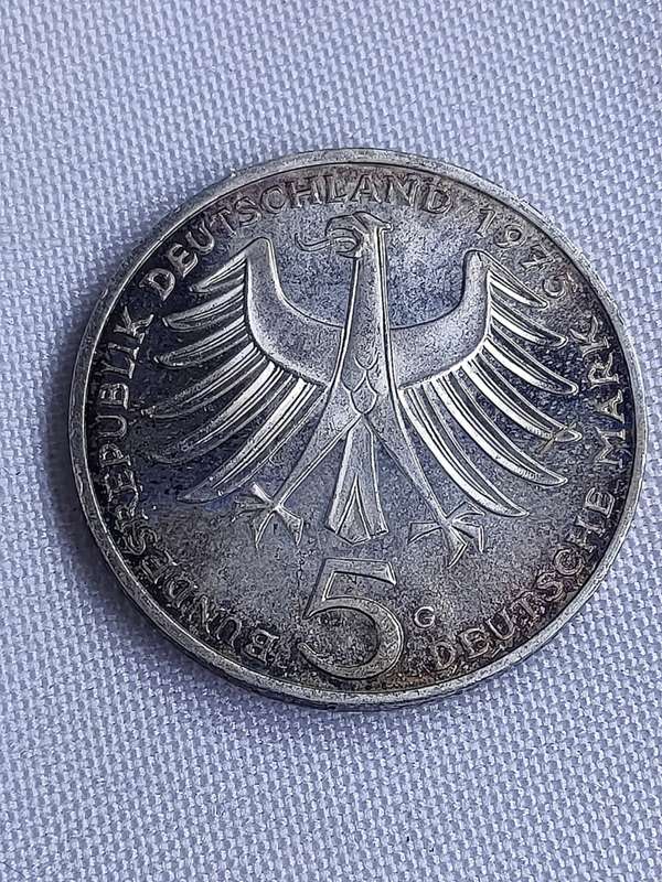 Bundesrepublik Deutschland 1975: 5 Mark (.625): Albert Schweitzer": Non-circulating coin