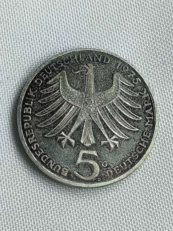 Bundesrepublik Deutschland 1975: 5 Mark (.625): Albert Schweitzer": Non-circulating coin