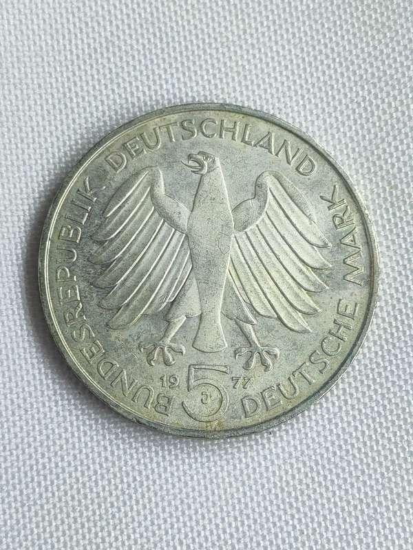 Bundesrepublik Deutschland 1977: 5 Mark (.625): CF Gauss: Non-circulating coin