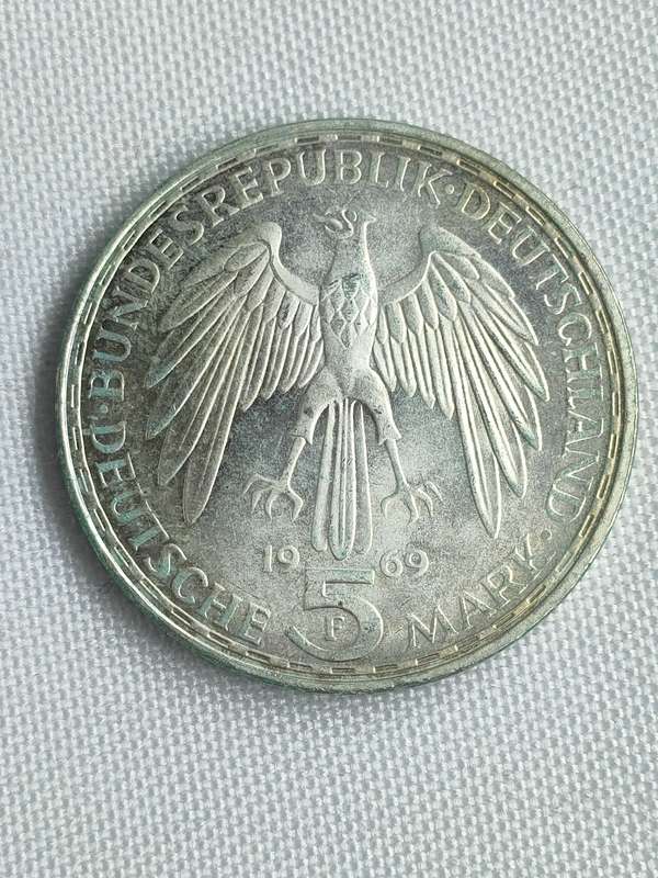 Bundesrepublik Deutschland 1969: 5 Mark (.625): Gerhard Mercator: Non-circulating coin