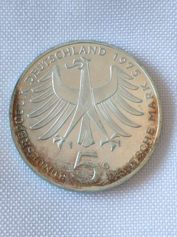 Bundesrepublik Deutschland 1975: 5 Mark (.625):: Albert Schweizer: Non-circulating coin