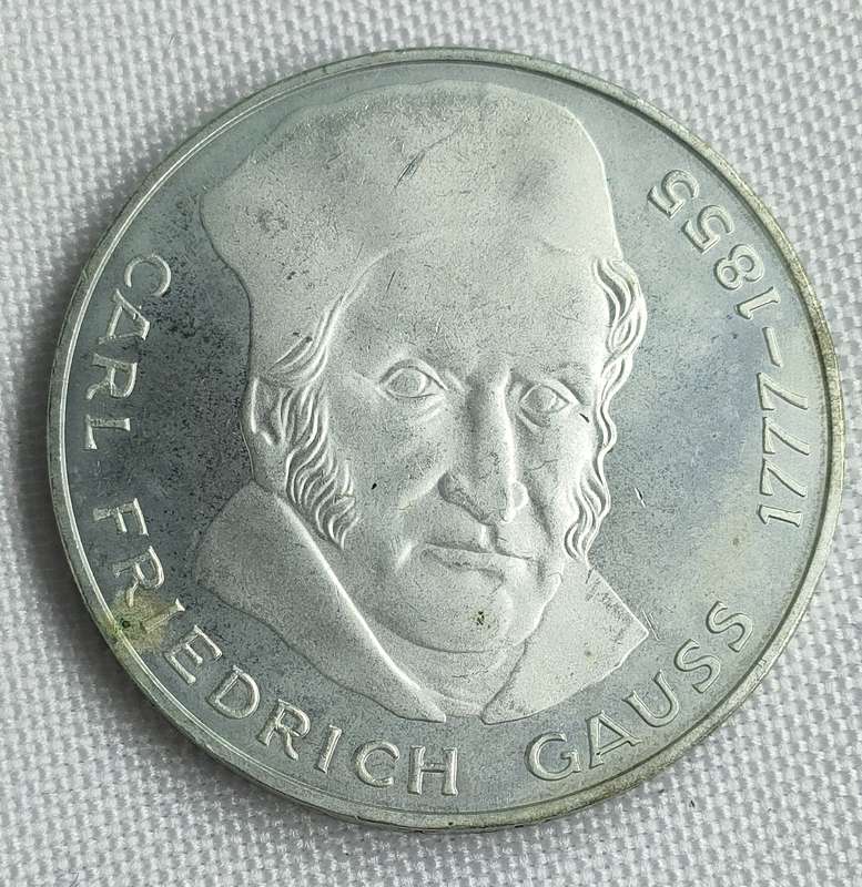 Bundesrepublik Deutschland 1977: 5 Mark (.625): CF Gauss: Non-circulating coin