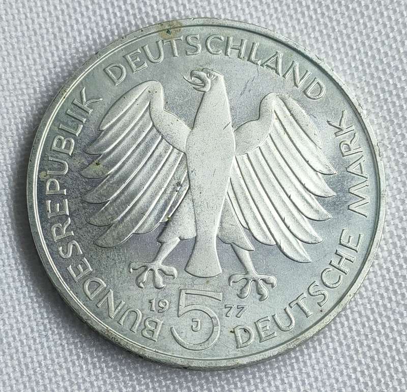 Bundesrepublik Deutschland 1977: 5 Mark (.625): CF Gauss: Non-circulating coin