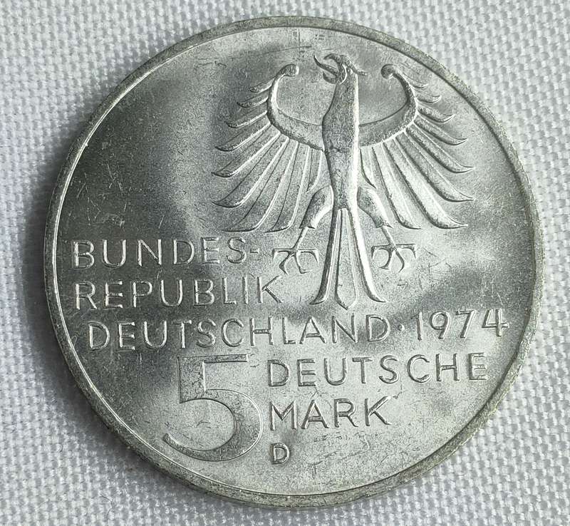 Bundesrepublik Deutschland 1974: 5 Mark (.625): Immanuel Kant Non-circulating coin