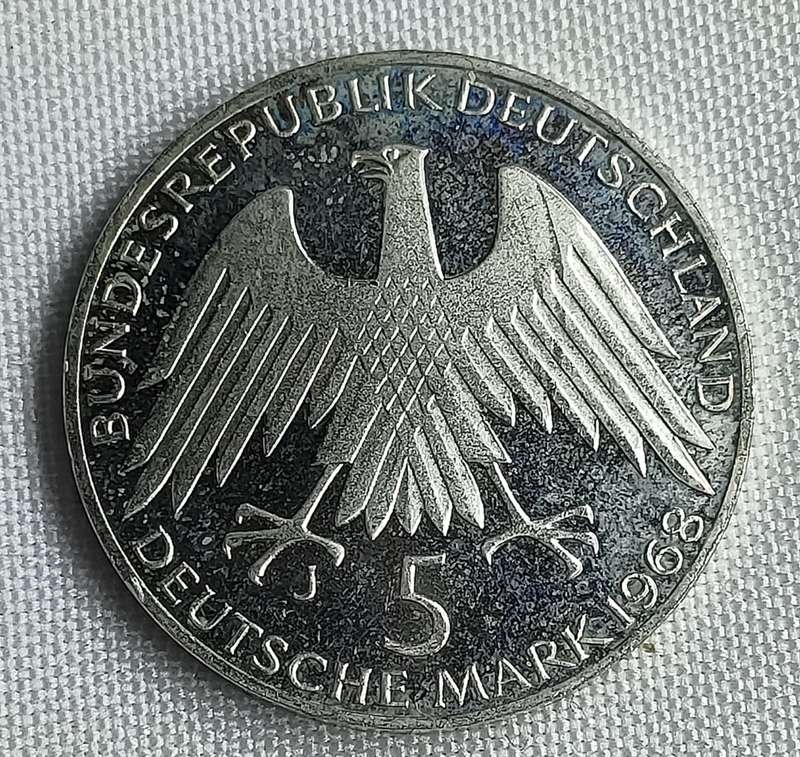 Bundesrepublik Deutschland 1968: 5 Mark (.625): FW Raiffeisen: Non-circulating coin