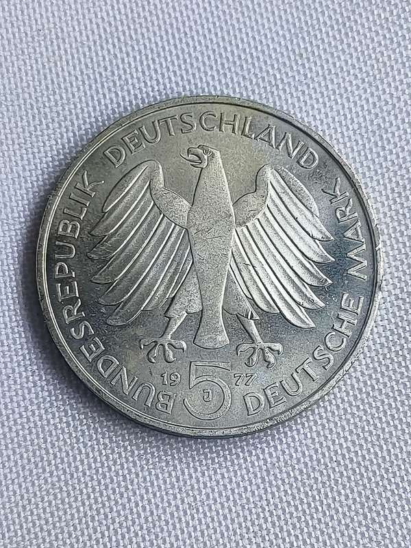 Bundesrepublik Deutschland 1977: 5 Mark (.625): CF Gauss: Non-circulating coin
