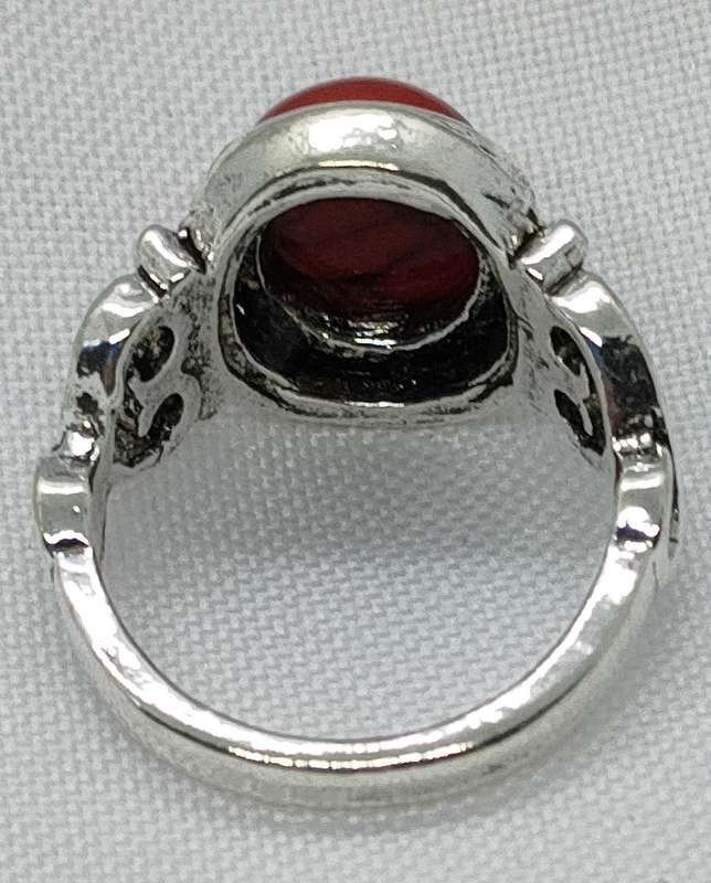 New Lab created Red Turquoise ring - lovely vintage setting