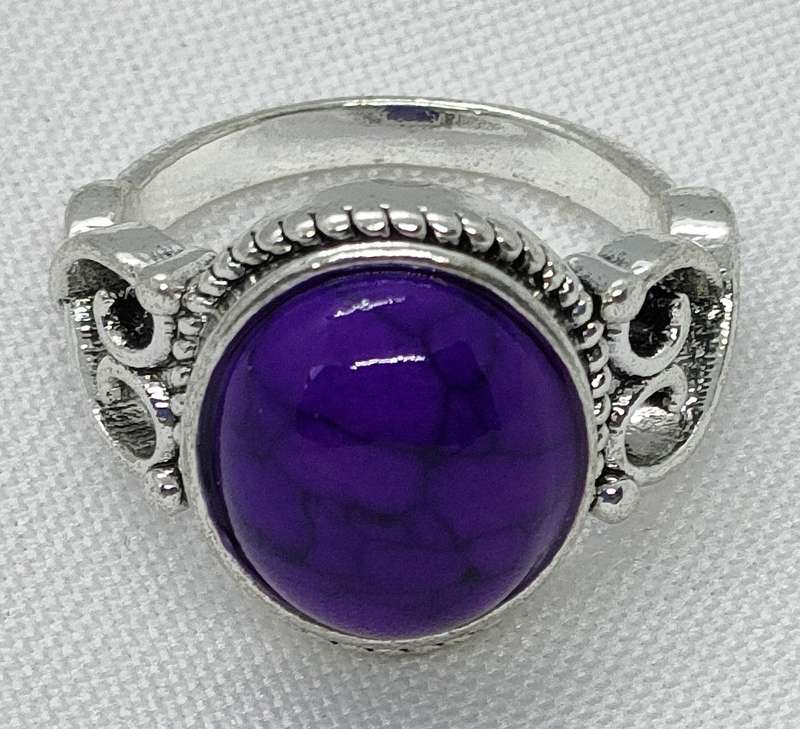 New Lab created Purple Turquoise ring - lovely vintage setting