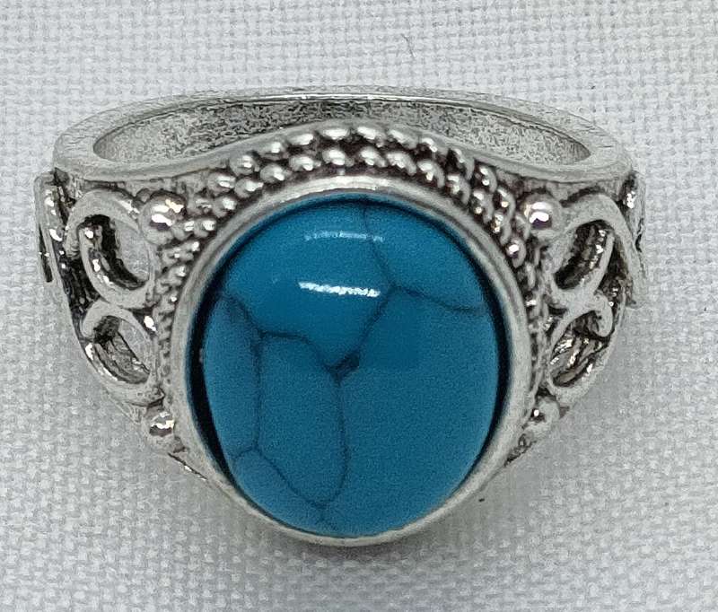 New Lab created Turquoise ring - lovely vintage setting