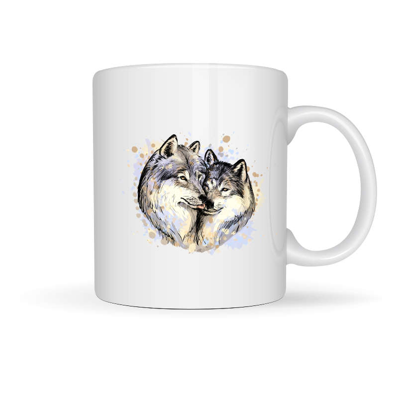 Printed Mug - Two Wolfs