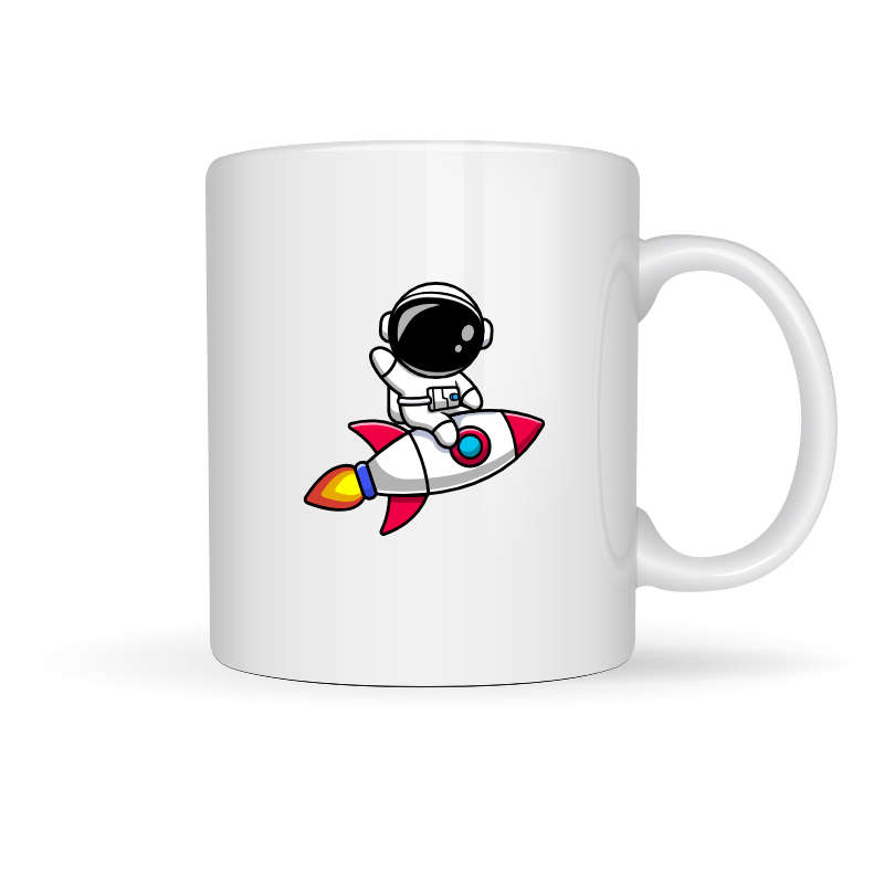 Printed Mug -Space Man on Rocket