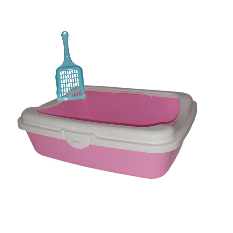 Cat Pet Litter Box & Litter Scoop Assorted Colours - Pink