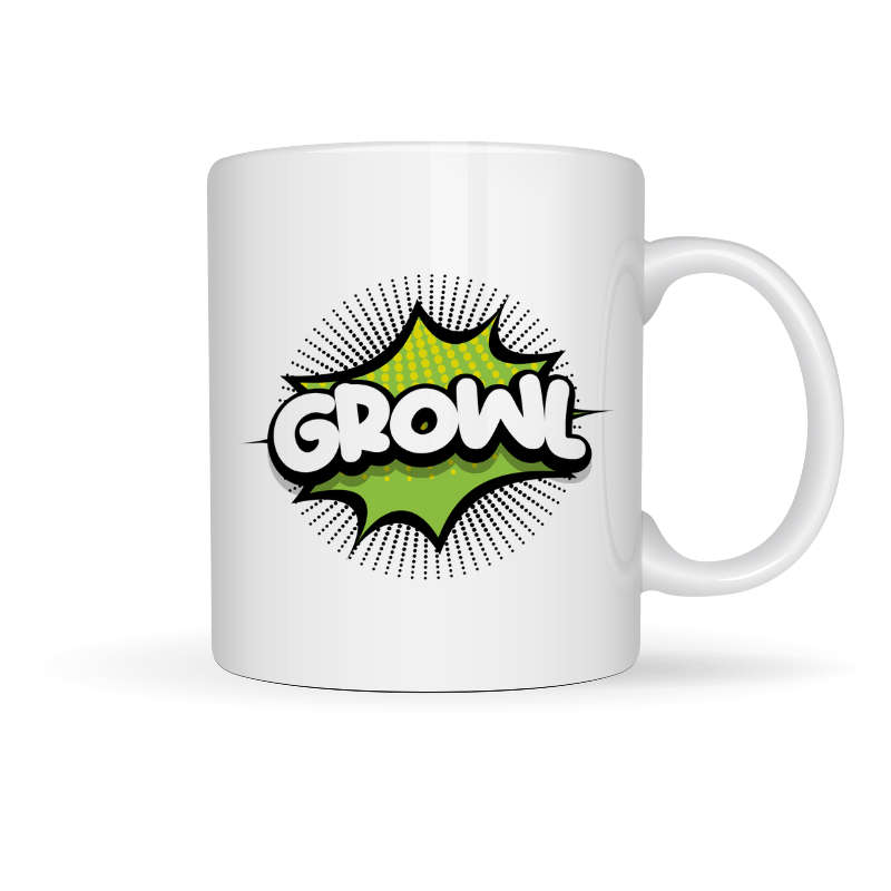 Printed Mug -Growl Printed Mug
