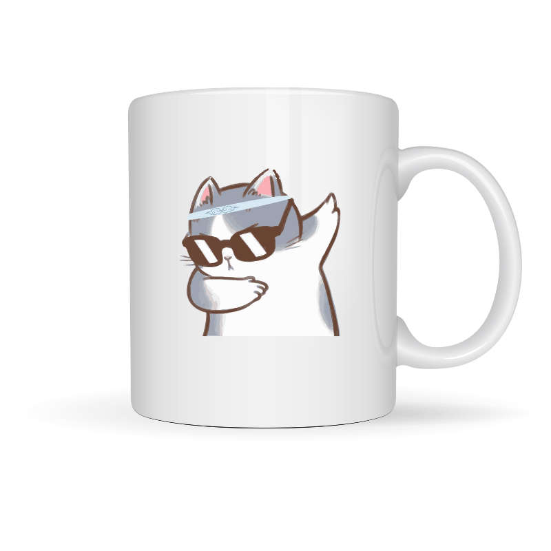 Printed Mug - Cat with Glass on