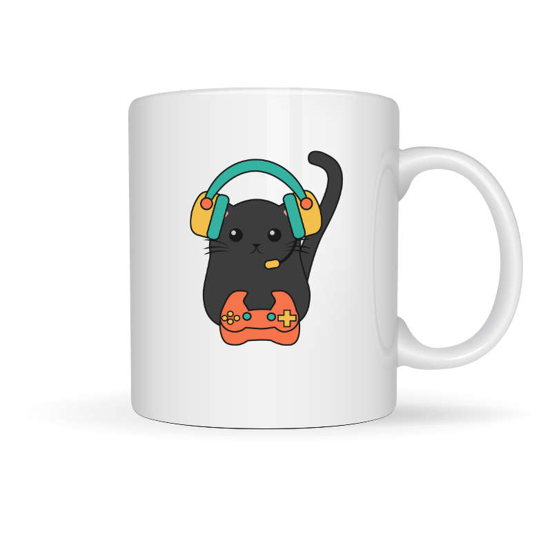 Printed Mug - Gamer Cat
