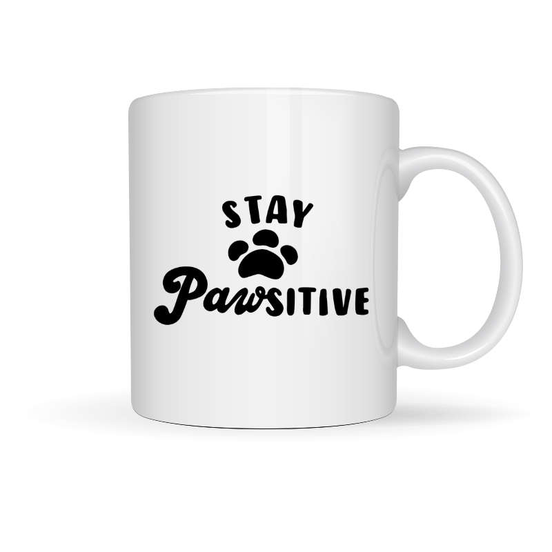 Printed Mug -Stay Pawsitive Printed Mug
