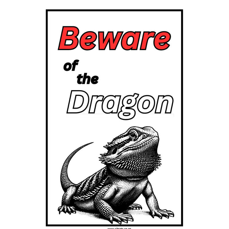 Beware of the Dragon Sign (30cm x 20cm x1mm Wide ) A4 Size