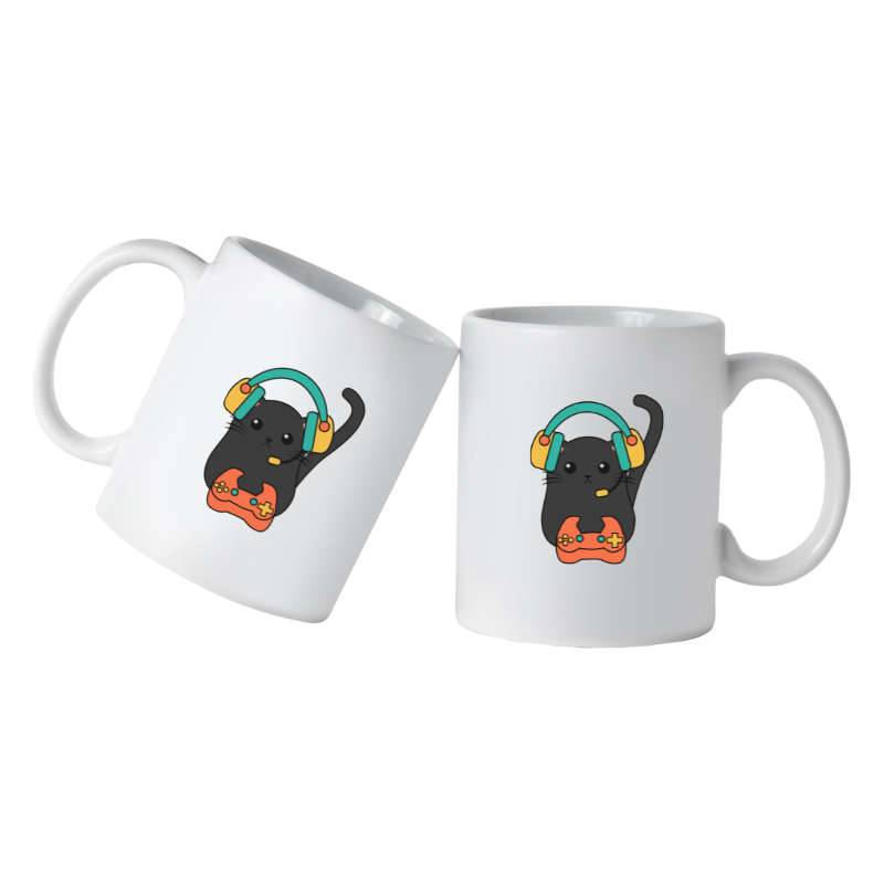 Printed Mug - Gamer Cat