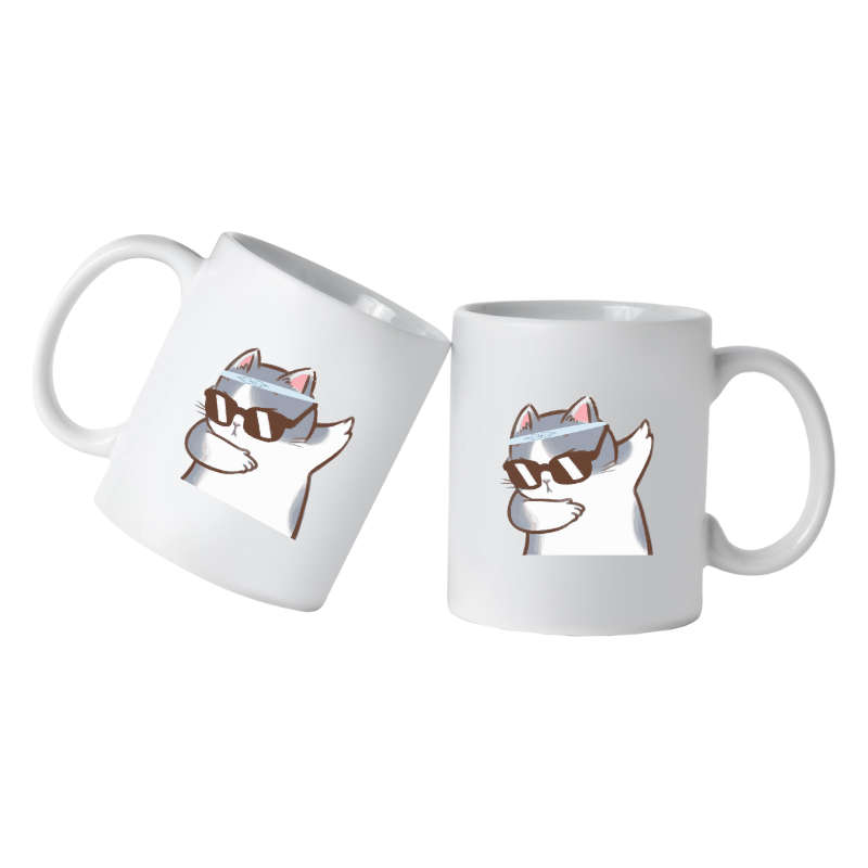 Printed Mug - Cat with Glass on