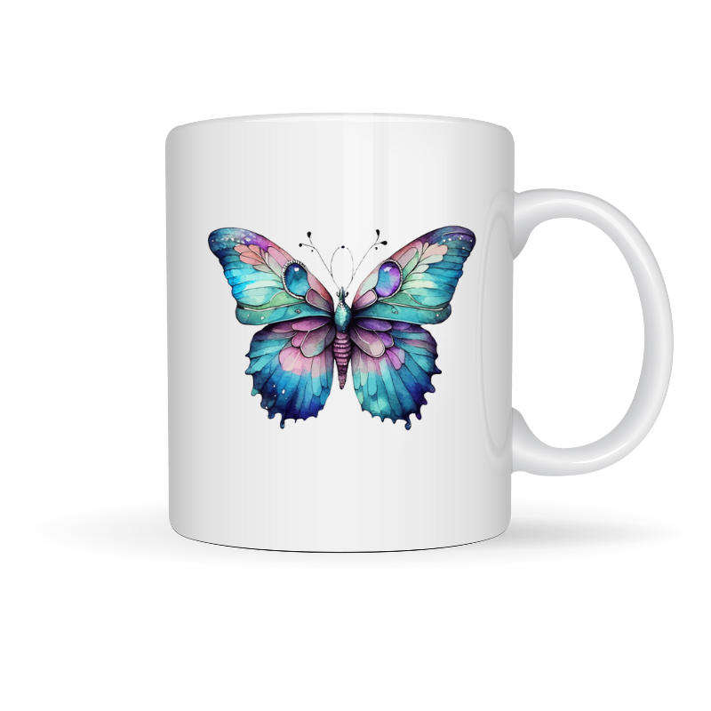 Printed Mug -Blue Butterfly (A)