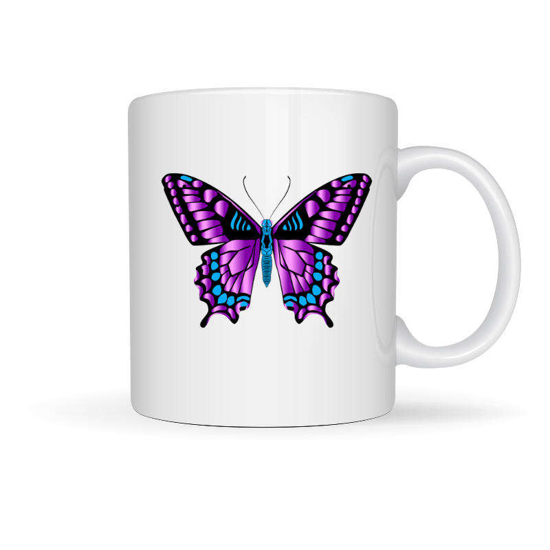 Printed Mug -Purple Butterfly (B)