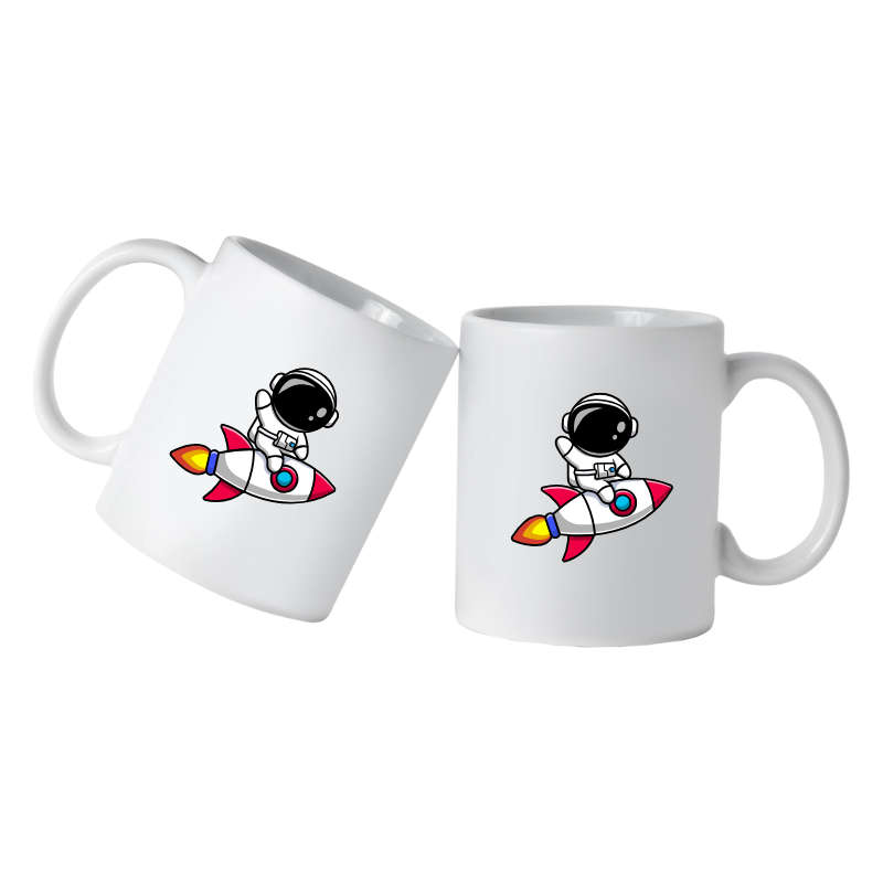 Printed Mug -Space Man on Rocket