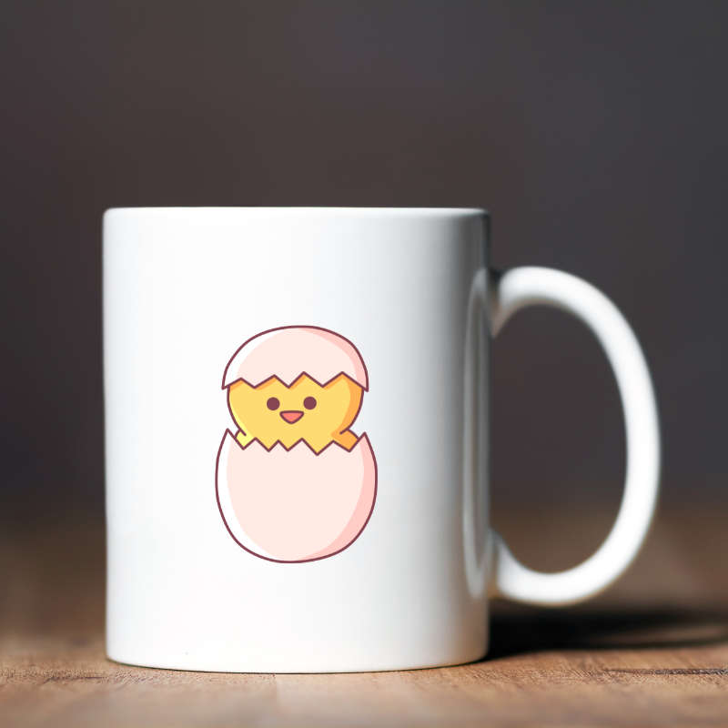 Printed Mug - Cute Baby Chick in Egg