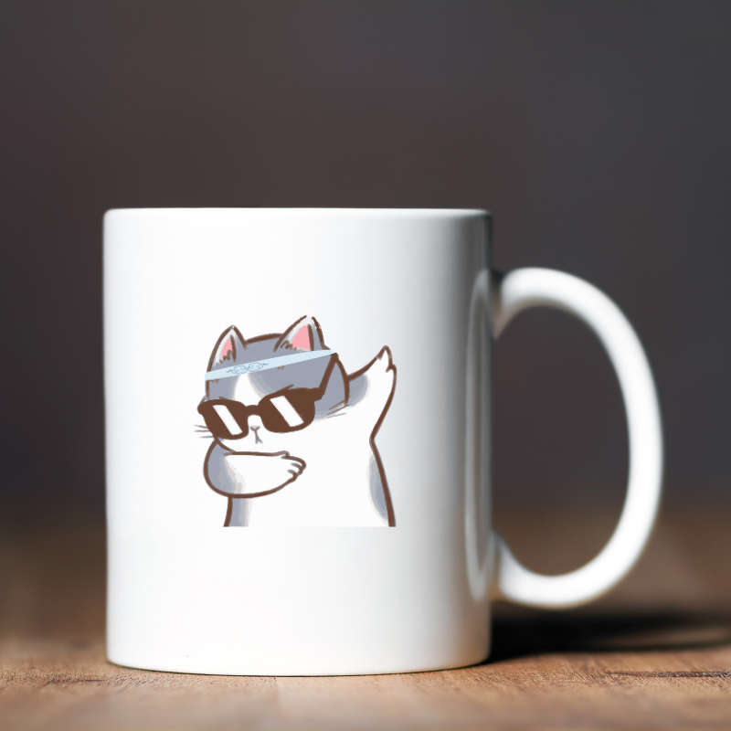 Printed Mug - Cat with Glass on
