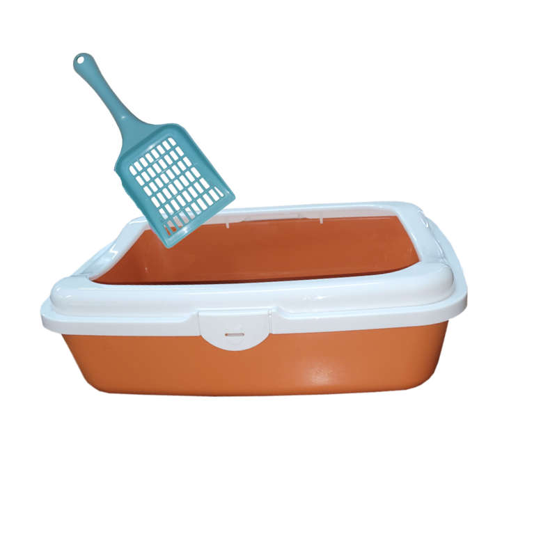 Cat Pet Litter Box & Litter Scoop Assorted Colours - Orange