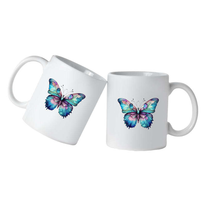 Printed Mug -Blue Butterfly (A)