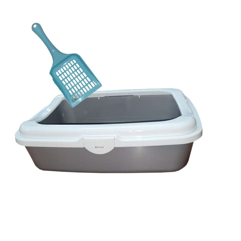 Cat Pet Litter Box & Litter Scoop Assorted Colours - Grey