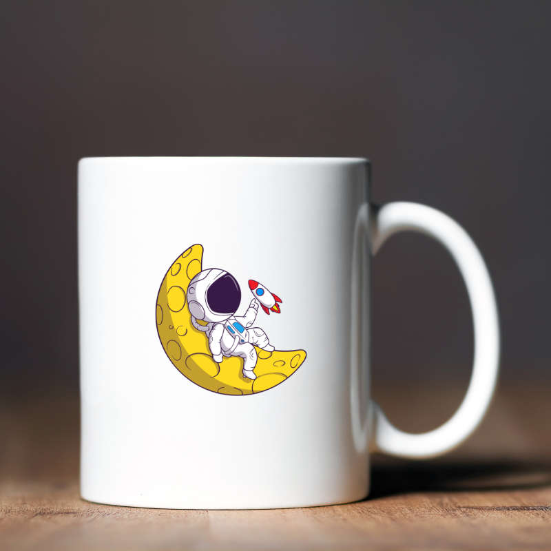 Printed Mug -Space Man on Moon