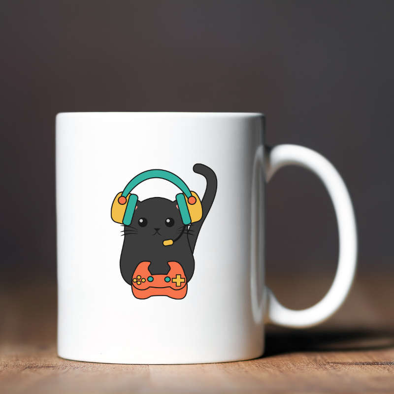 Printed Mug - Gamer Cat