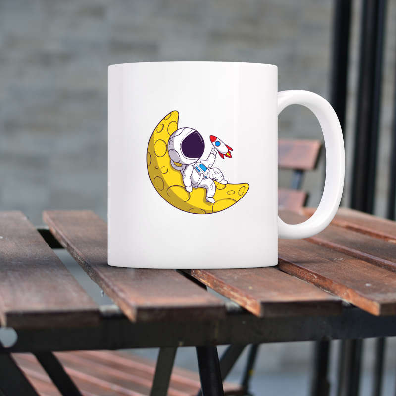 Printed Mug -Space Man on Moon