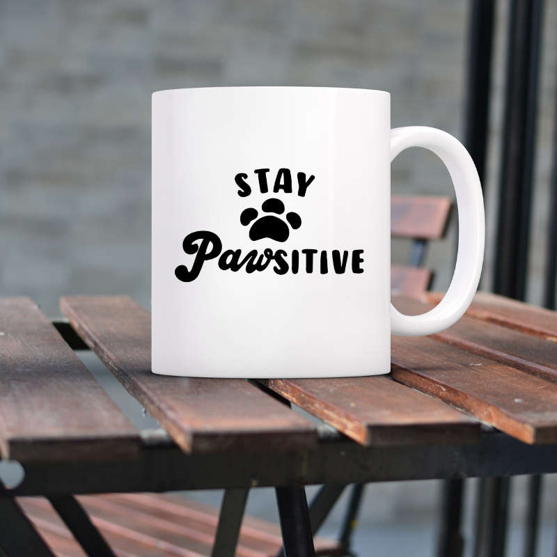 Printed Mug -Stay Pawsitive Printed Mug
