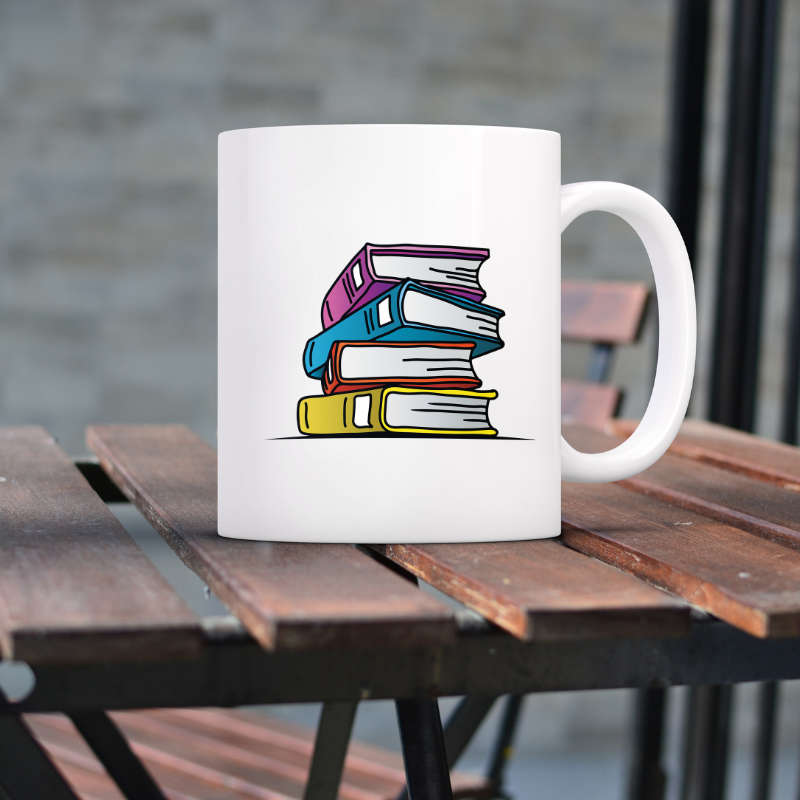 Printed Mug -Colourful Books