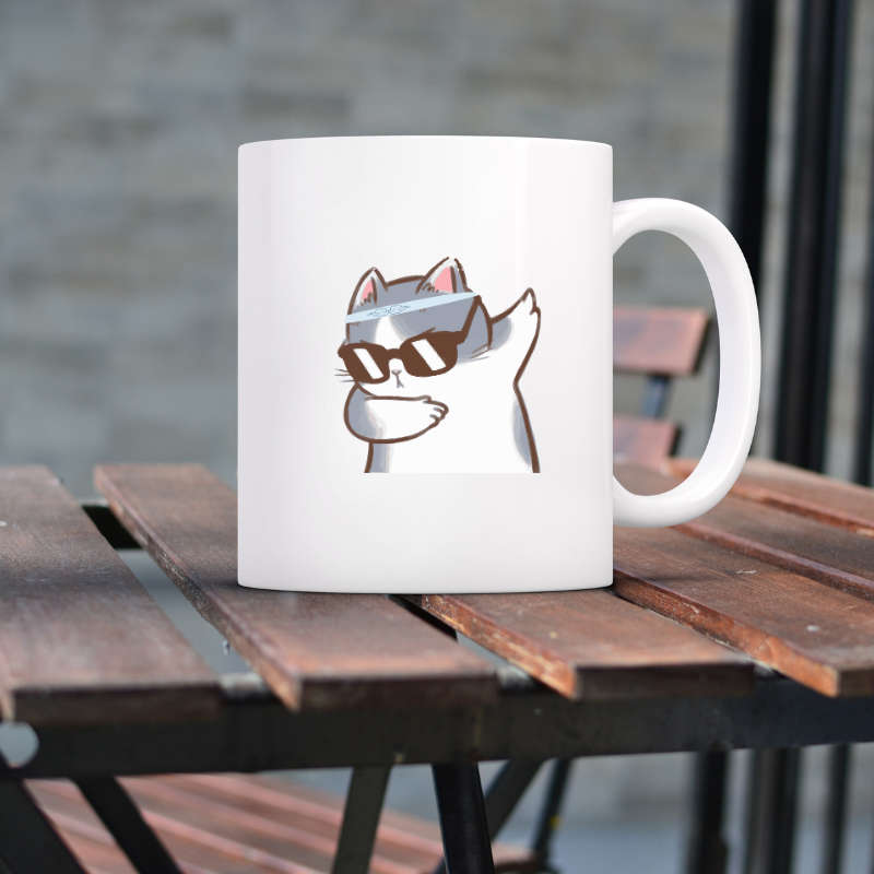 Printed Mug - Cat with Glass on